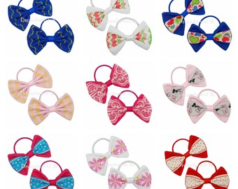 Handmade fabric hair bows, thin bobbles, One off hair bow designs