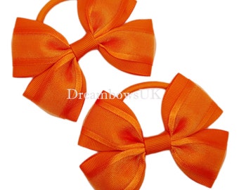 Brighten Her Look with Orange Organza Hair Bows on Thick bobbles!