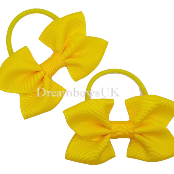 Vibrant Golden Yellow Hair Bows on Thick bobbles