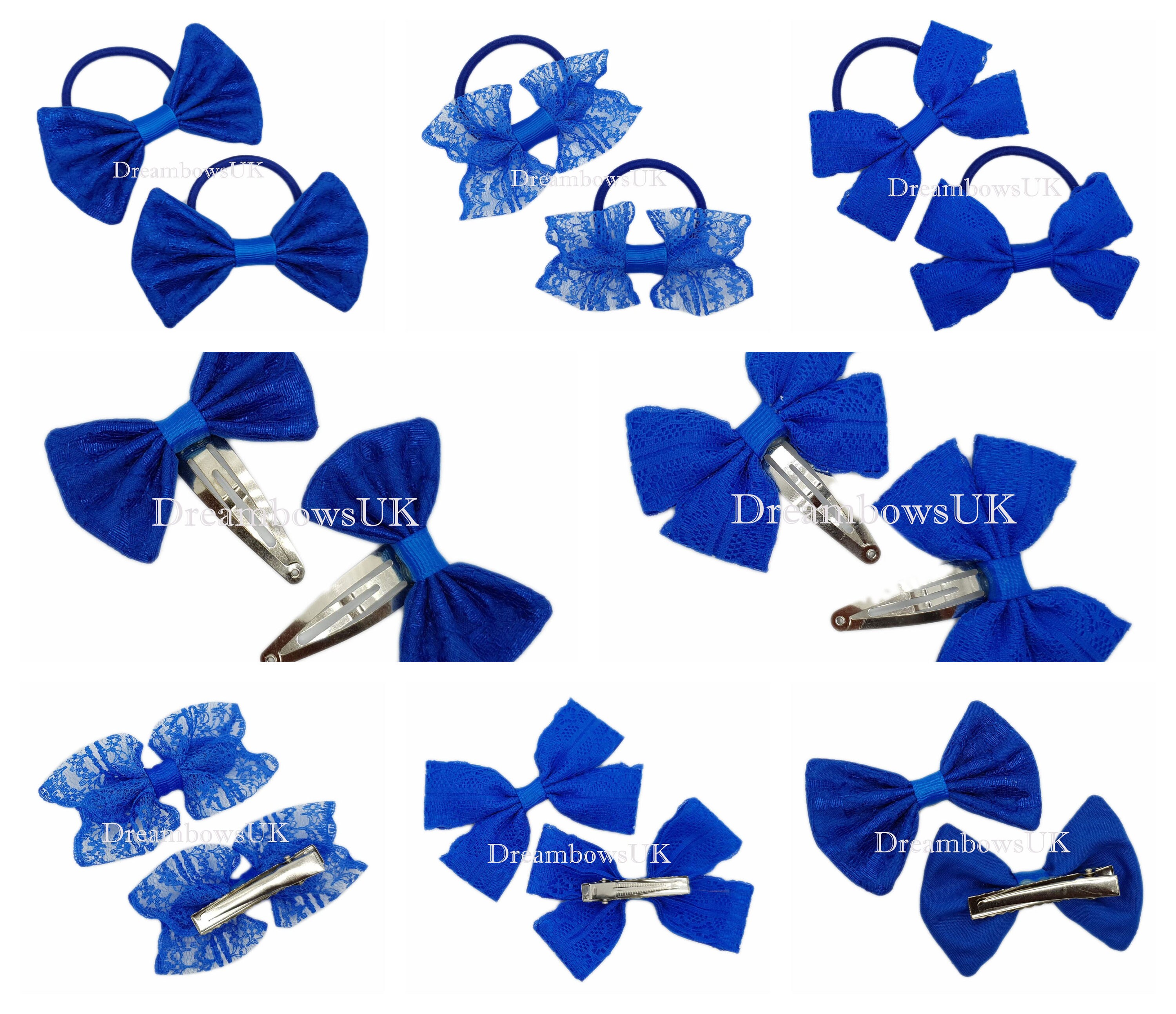 Royal blue lace hair bow/accessories Girl royal blue school Etsy