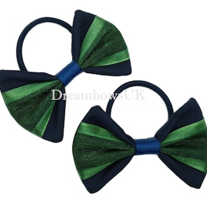 Elevate Her School Look with Navy Blue and Bottle green School Bows on Thick Bobbles!
