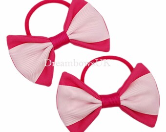 Cerise Pink and Baby Pink Hair Bows on Thick Bobbles!