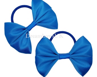 Royal Blue Satin Ribbon Hair Bows on Thick bobbles - Last Pair!