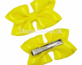Yellow Grosgrain and Organza Hair Bows on Alligator clips - Last Pair!