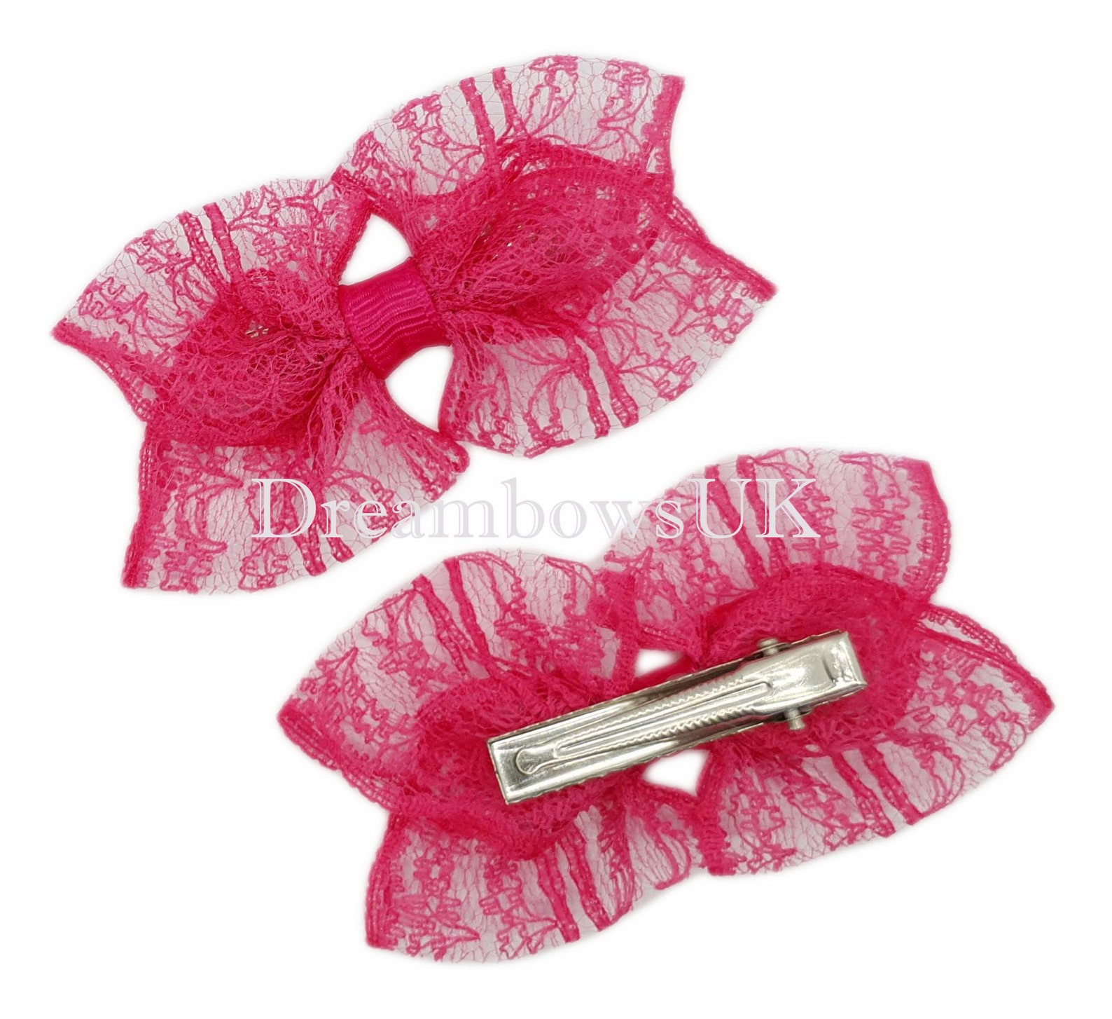 Cerise pink lace hair accessories dark pink lace bows hair Etsy