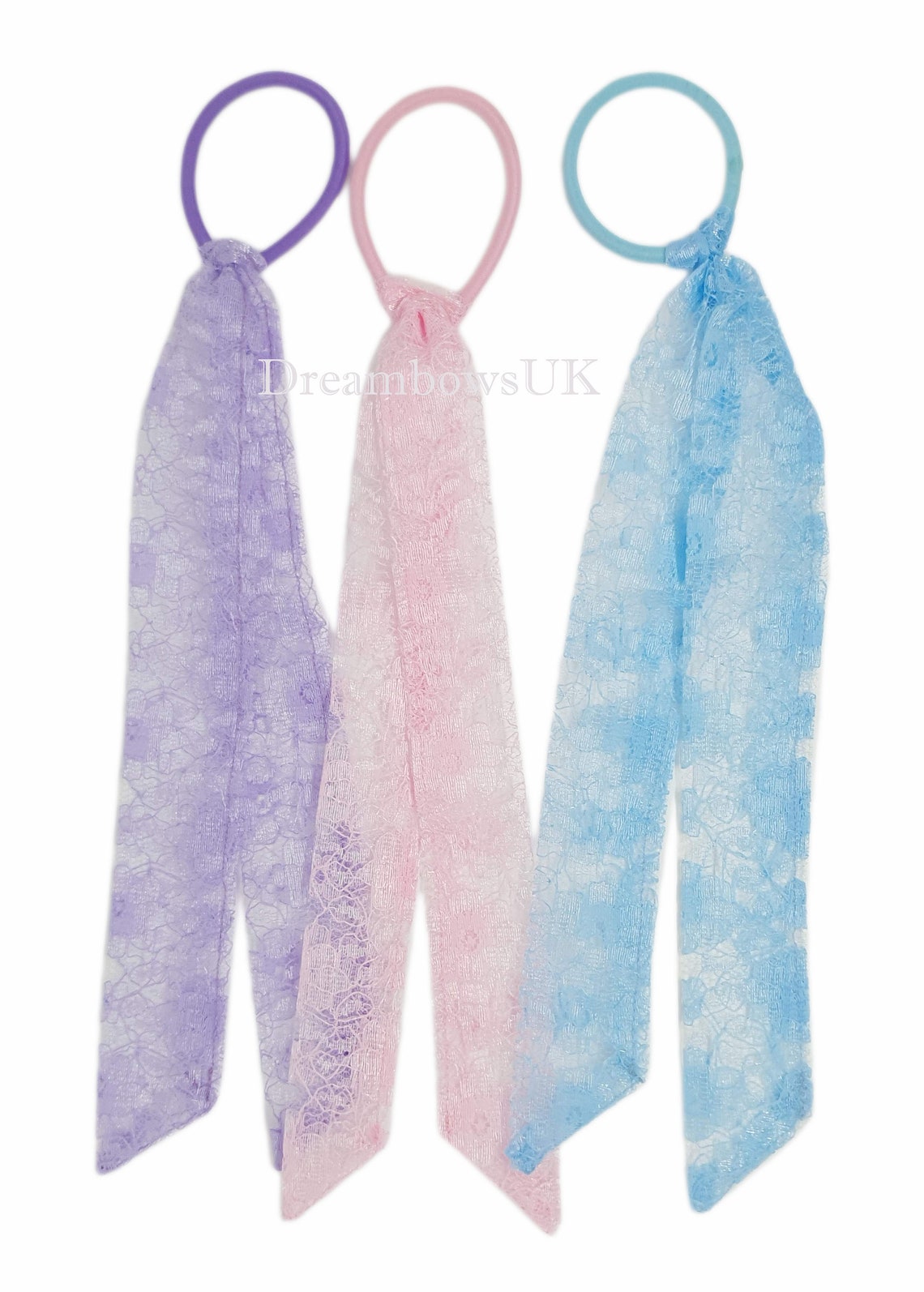 Lace hair accessory streamers Thick bobbles. Pastel lace hair Etsy