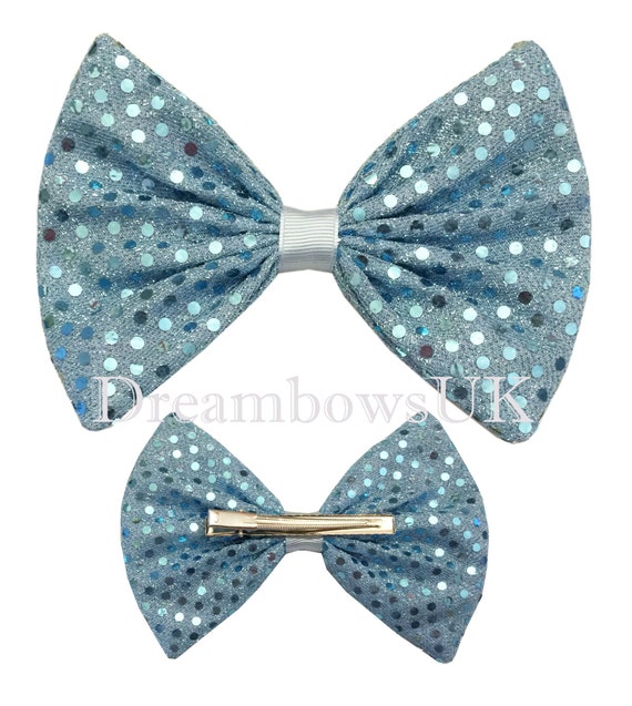 baby//girl black /& silver glitter ribbon bow with a diamante detail hair clip