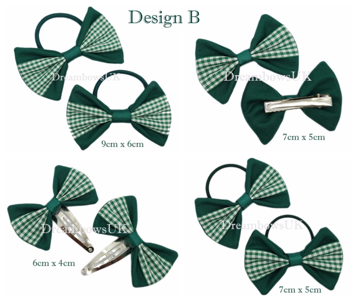 Bottle Green Gingham Hair Bows Hair Accessories Checked Etsy UK