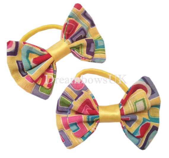 Girls Novelty Hair Bows On Thick Bobbles Yellow Hair Etsy