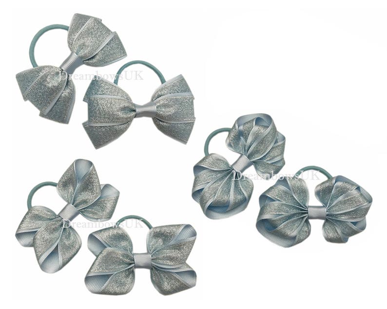 Summer hair accessories Yellow and white organza hair bows on thick bobbles