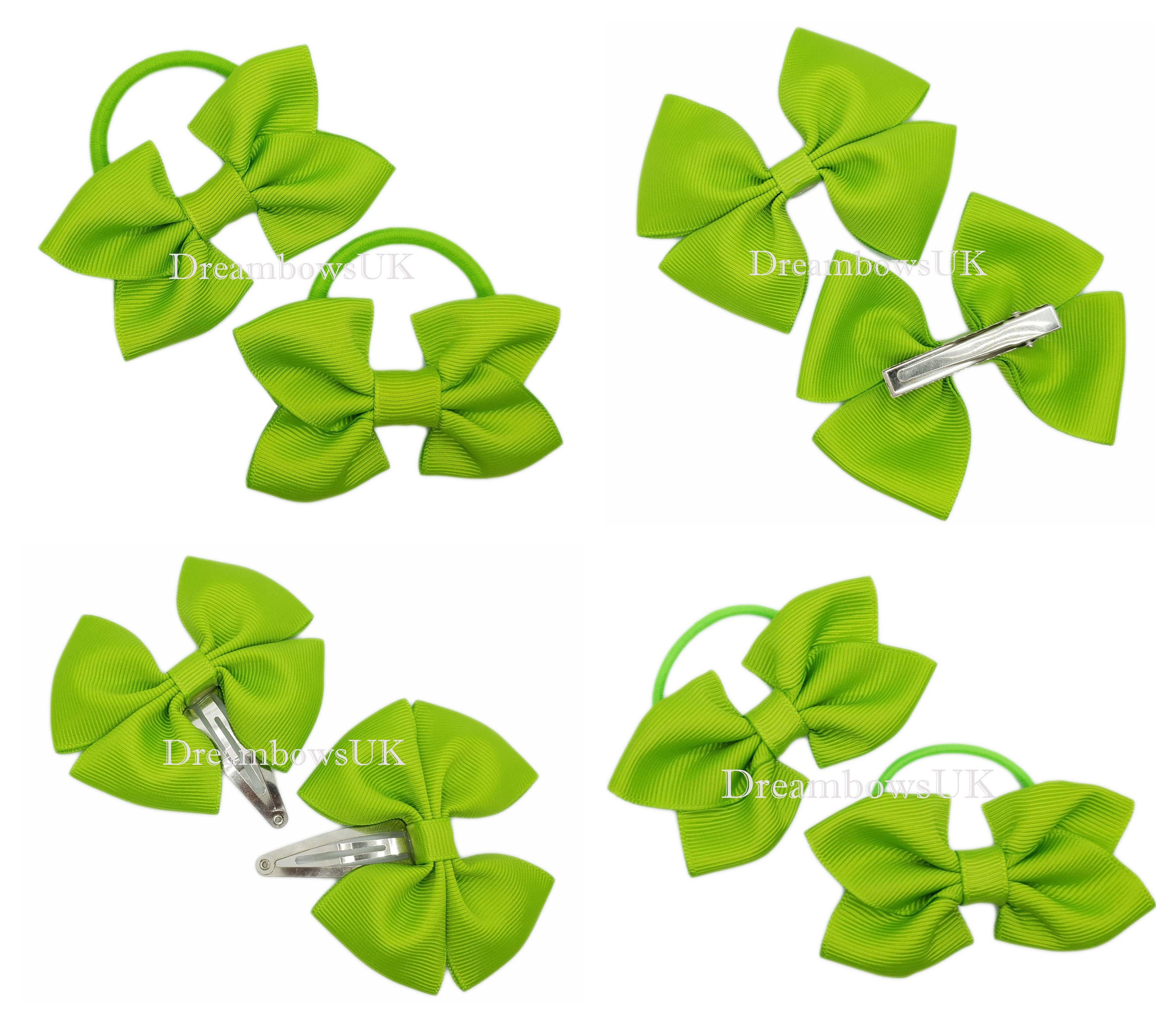 Lime Green Grosgrain Ribbon Hair Bows Lime Green Hair Etsy UK