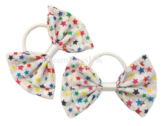 Star Design Cotton Fabric Hair Bows Thick Hair Bobbles Etsy