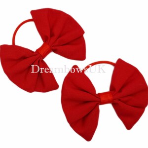 Elevate Her Style with Classic Red Fabric Hair Bows on Thin bobbles image 1