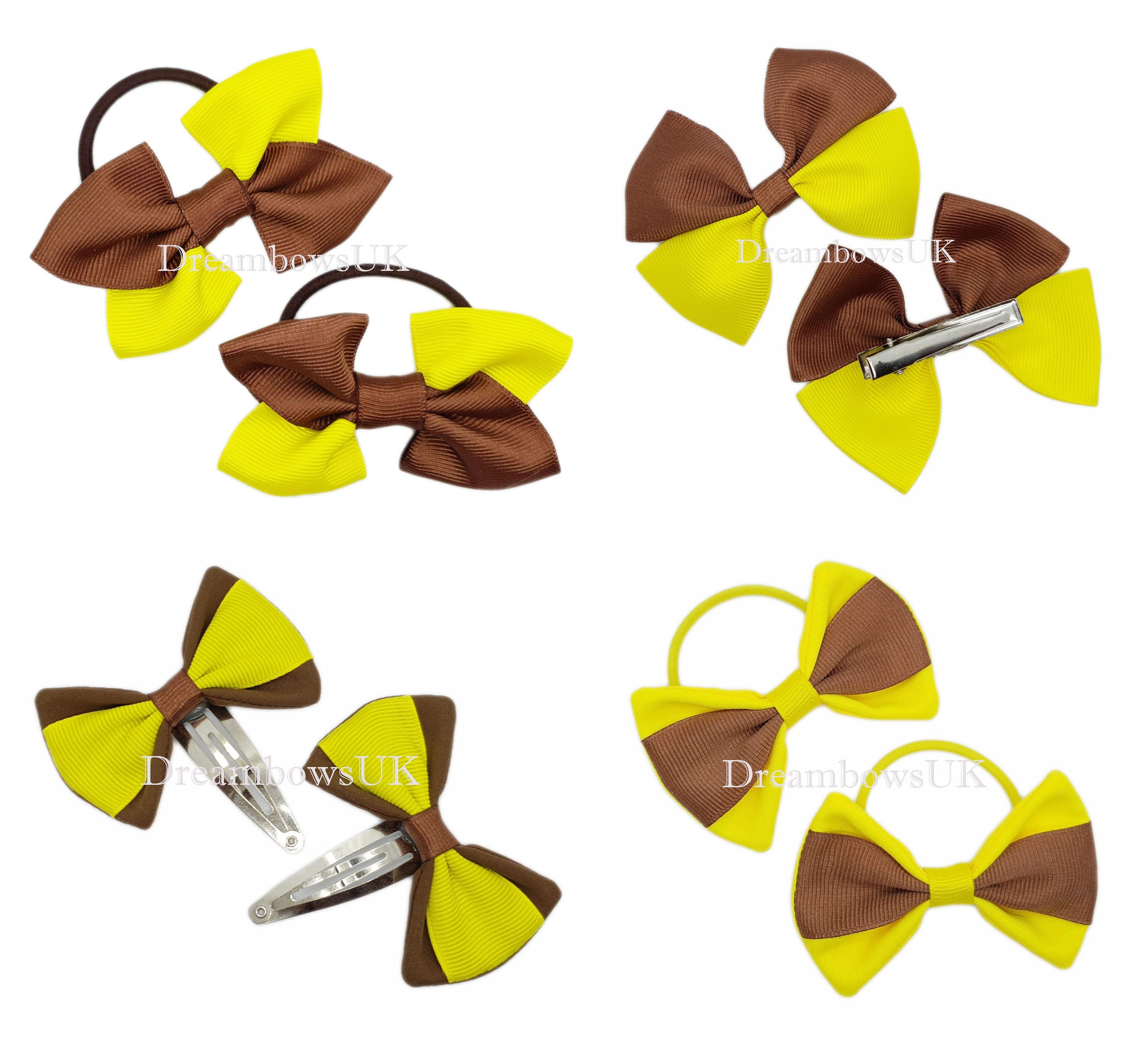 Braunes und gelbes Grosgrainband Haarschmuck Schleifen Bommeln | Etsy