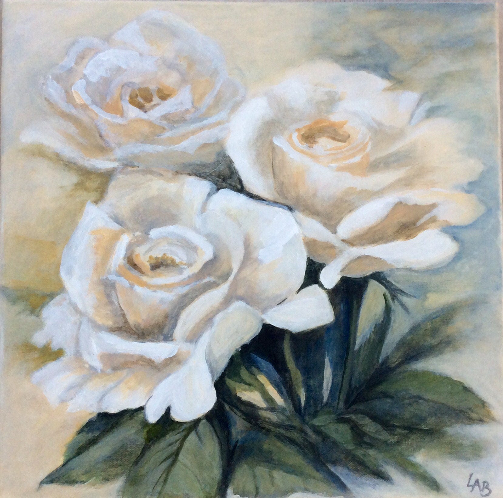White rose acrylic painting online