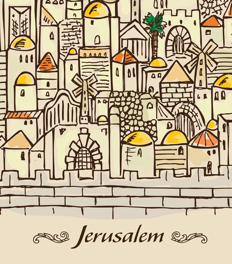 Jerusalem, Israeli Art, Jerusalem Print, Jewish Art, Judaica, Jerusalem