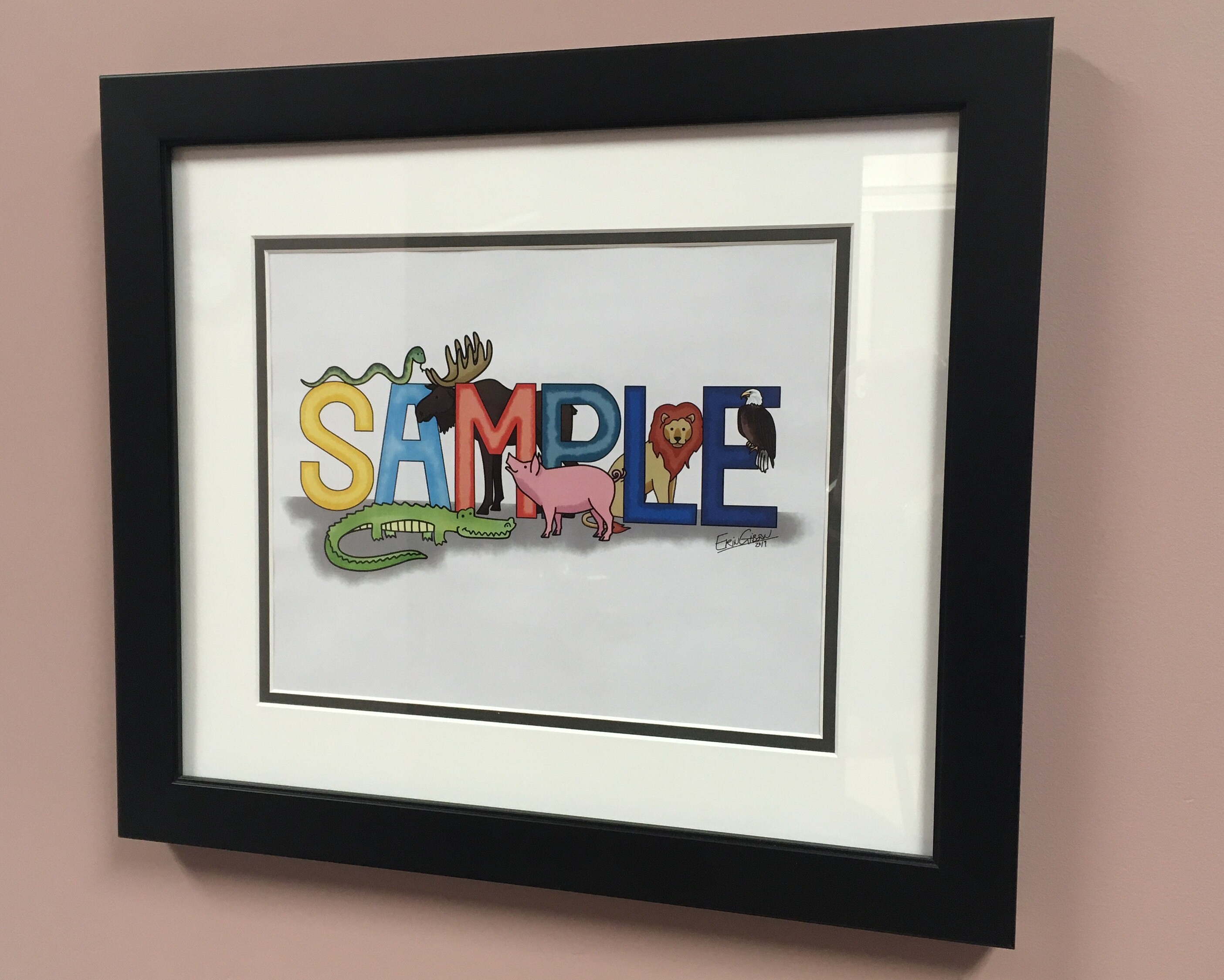 Custom Name Art with Animals Etsy