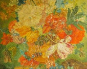 Vintage Antique ORIGINAL Oil Painting BOTANICAL FLOWERS Still Life Victorian Style