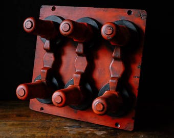 Vintage INDUSTRIAL FOUNDRY MOULD Form Pattern Rough Luxe Orange