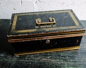 Vintage Retro Metal Black ANTIQUE DEED BOX Chest Safe Milners