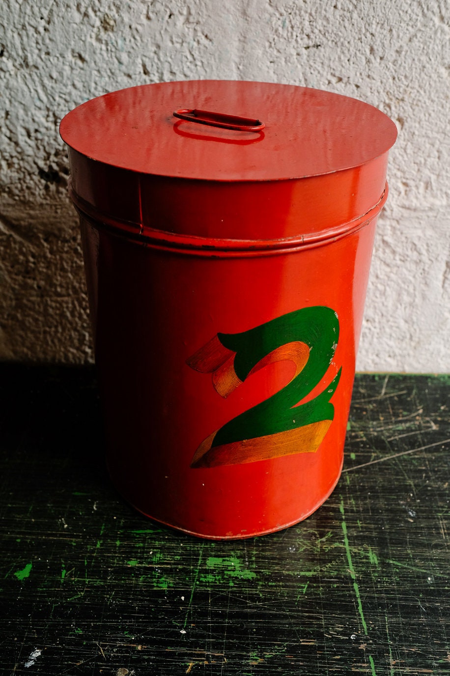 Pair of Decorative Vintage METAL STORAGE Metal Tins Canisters