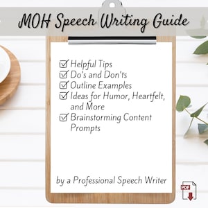 Maid of Honor Speech Writing Guide - Tips Examples and Ideas for a Matron of Honor Wedding Reception Toast – Downloadable MOH Bridesmaid Aid