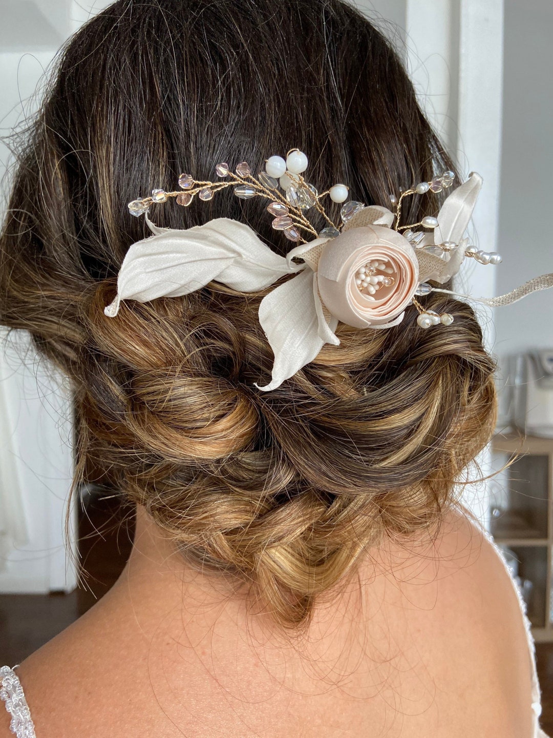 Bridal Hairpiece Blush Wedding Headpiece Bridal Hair Vine Etsy Australia