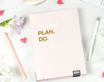Produktivitätsplaner | Motivierend Traum. Planen. Tun. Kalender | Undatierter Tages- und Wochenplaner | Hardcover-Planer | Rosa