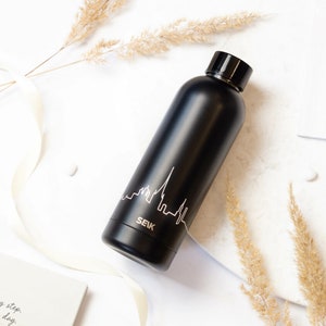 SEIK Water Bottle / Thermos Skyline of Tallinn - black color 500ml