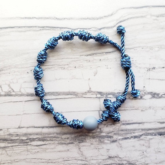 Wanderer Handmade Waterproof multi-color Twine Knotted Rosary Bracelet with bead