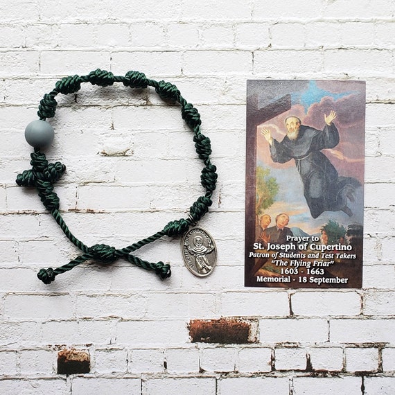 Saint Joseph of Cupertino Rosary Bracelet - with medal and prayer card