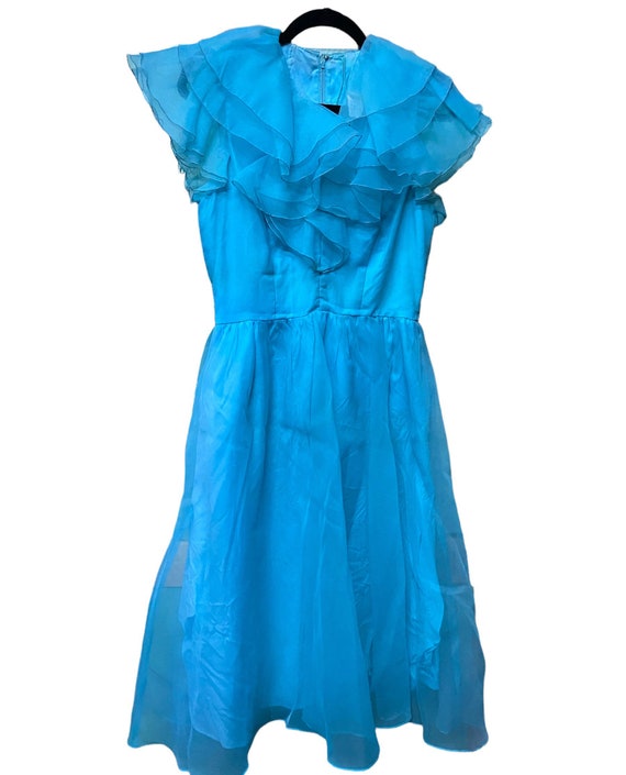 1960’s Blue Ruffle Party Dress - image 1