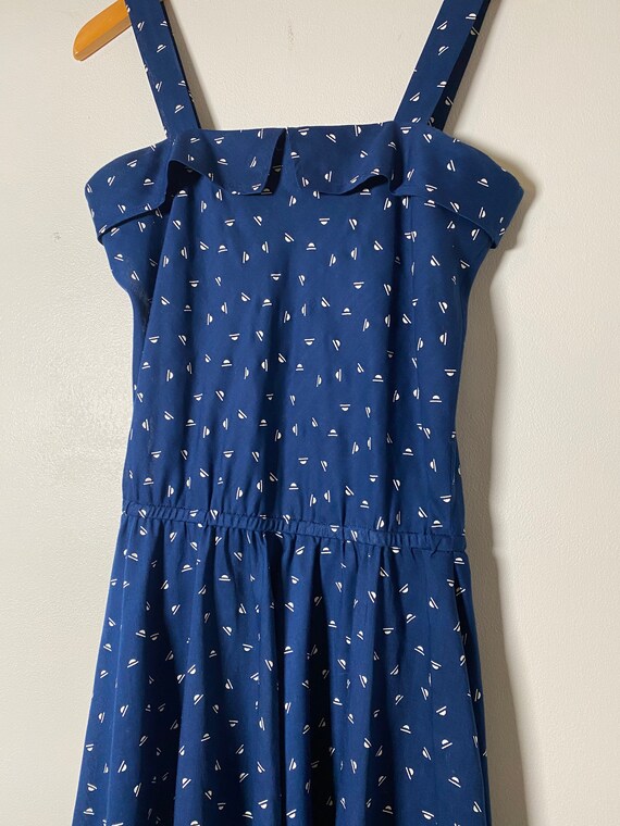 1980’s Navy Cotton Dress - image 4