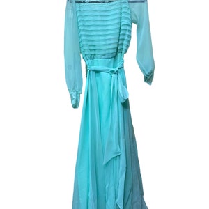 1970’s Turquoise Long Sleeve Maxi Dress