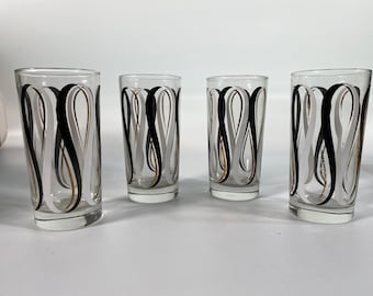 1960’s Libbey Black & Gold Bar Glasses