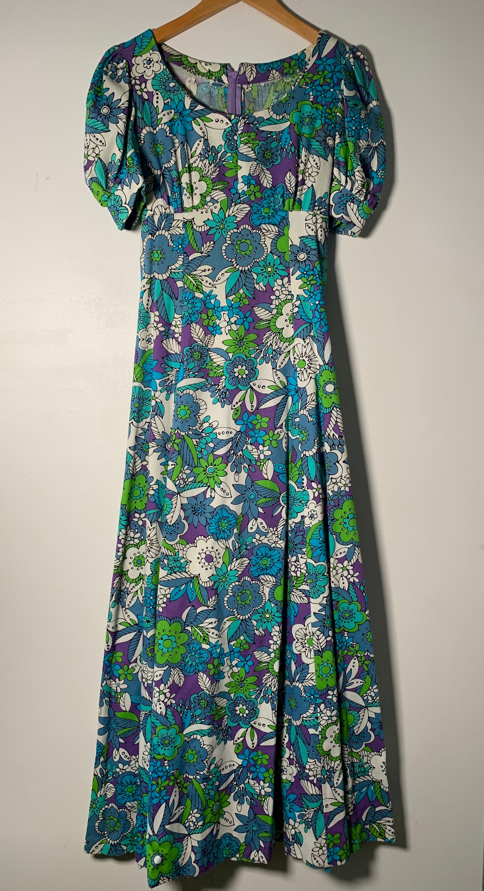 1960s Floral Maxi Dress - Etsy