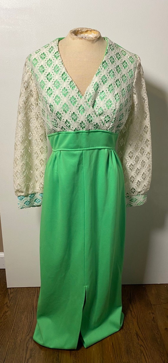 1960’s Green & Lace Maxi Dress