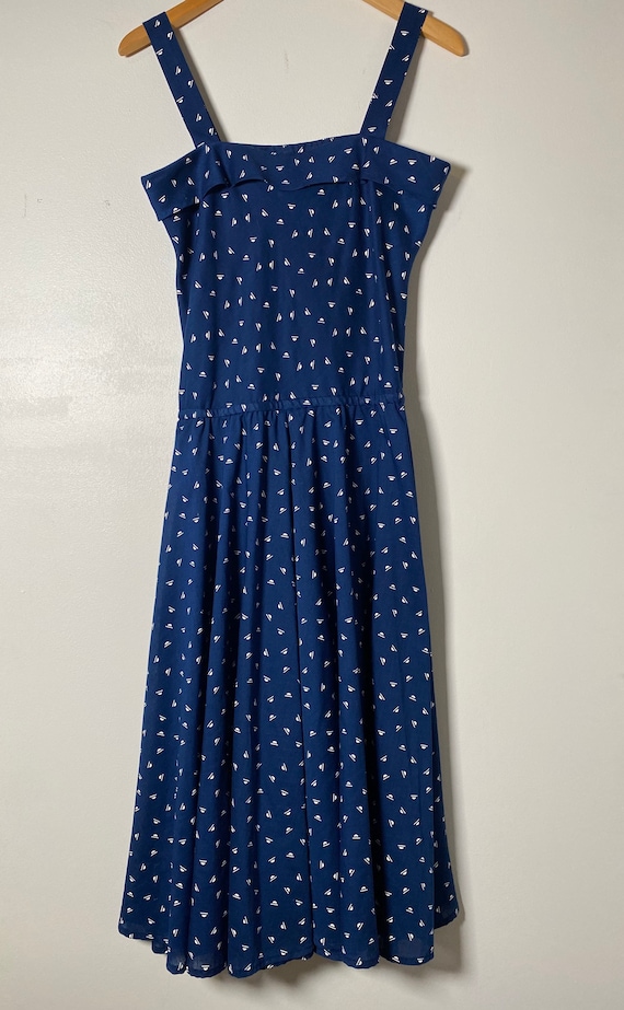 1980’s Navy Cotton Dress - image 7