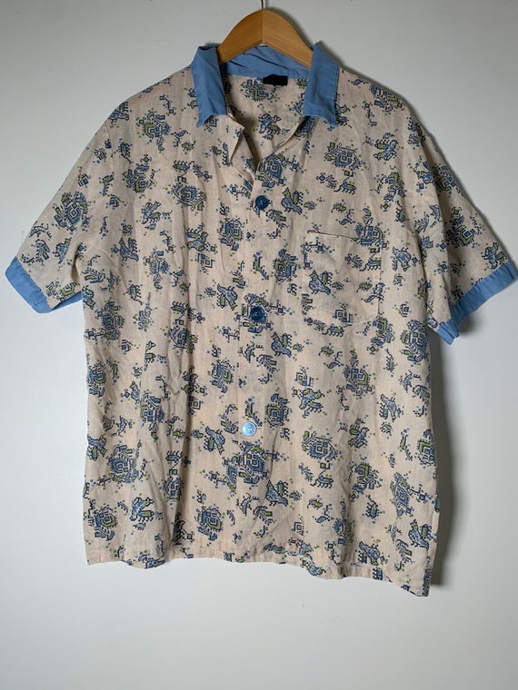 1970’s Sears Blue Floral Collar Shirt