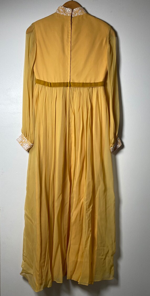 1960’s Mustard Yellow & Lace Maxi Dress - image 8