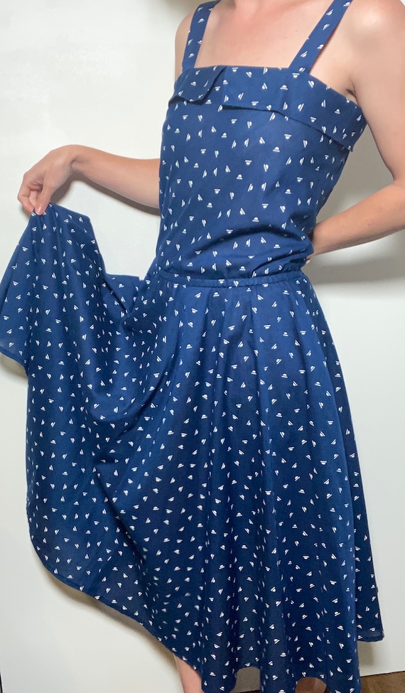 1980’s Navy Cotton Dress - image 3