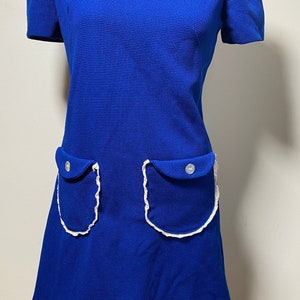 1960s Sapphire Blue Peter Pan Collar Dress image 1