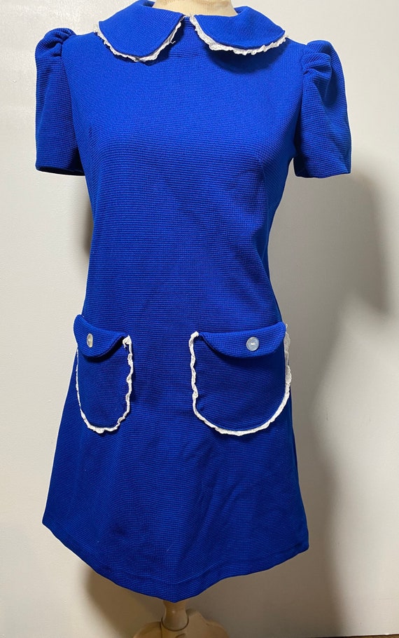 1960’s Sapphire Blue Peter Pan Collar Dress - image 1