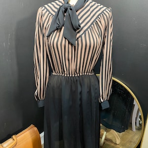 1980’s Black & Brown Striped Dress