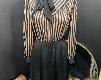 1980’s Black & Brown Striped Dress