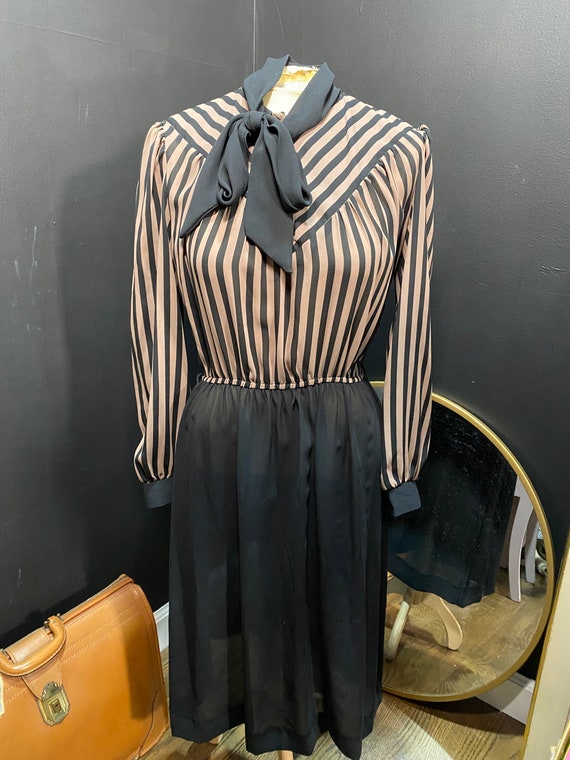 1980’s Black & Brown Striped Dress
