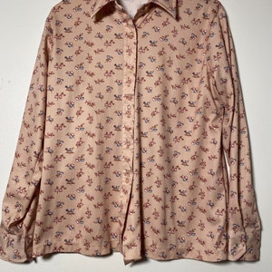 1970er Jahre Sears Perma Perst Brown Floral Shirt