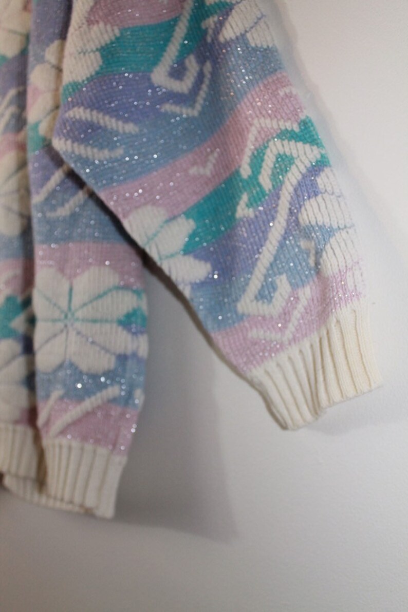 1980/'s Pastel SnowflakeFlower Sweater