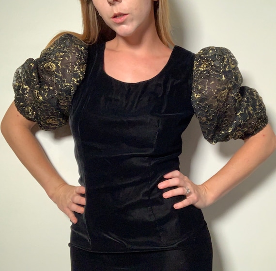 1980’s Velvet Puff Sleeve Dress