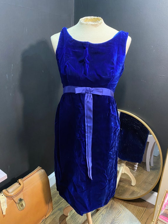 1960’s Blue Velvet Bow Dress